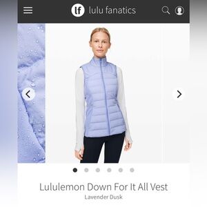 Lululemon Down For It All Vest in Lavender Dusk Size 12 *flaw*